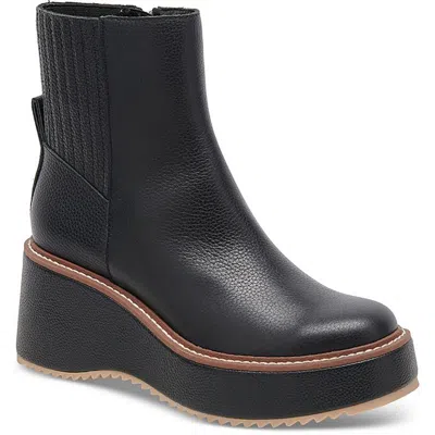 Dolce Vita Hilde Womens Leather Wedge Mid-calf Boots In Black
