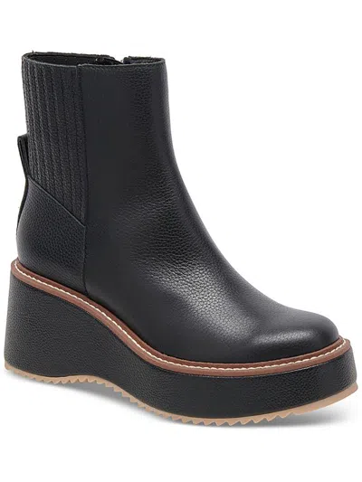 Dolce Vita Hilde Womens Leather Wedge Mid-calf Boots In Black