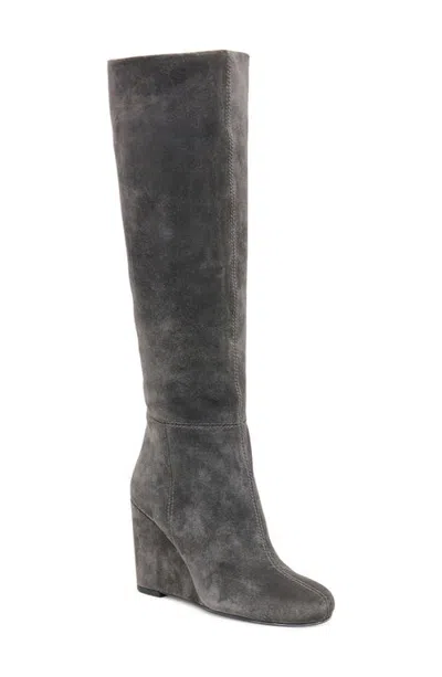 Dolce Vita Hira Leather Wedge Boot In Gray