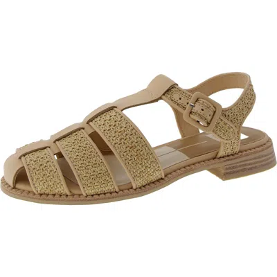 Dolce Vita Holis Womens Cushioned Footbed Leather Strappy Sandals In Light Natural Raffia
