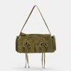 Dolce Vita Hudson Shoulder Bag Olive Suede In Green