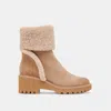Dolce Vita Hug H20 Mushroom Suede Leather Faux Fur Ankle Booties