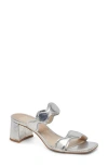 Dolce Vita Ilva Mid Slide Sandal In Silver Distresseed Leather