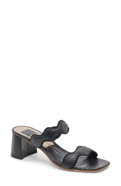 Dolce Vita Ilva Slide Sandal In Onyx Embossed Leather