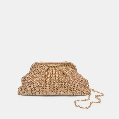 Dolce Vita Woven Frame Clutch In Brown