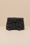 Dolce Vita Isabella Black Rhinestone Bow Clutch In Black