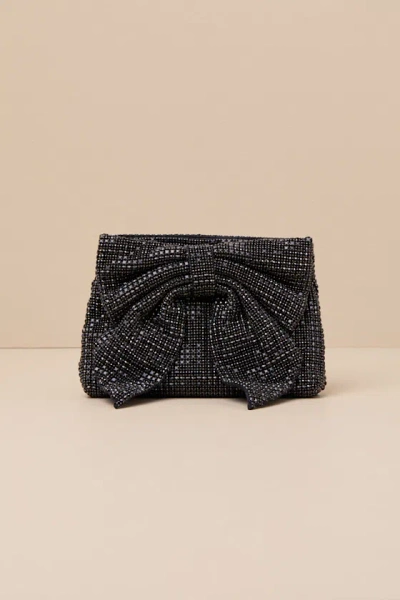 Dolce Vita Isabella Black Rhinestone Bow Clutch
