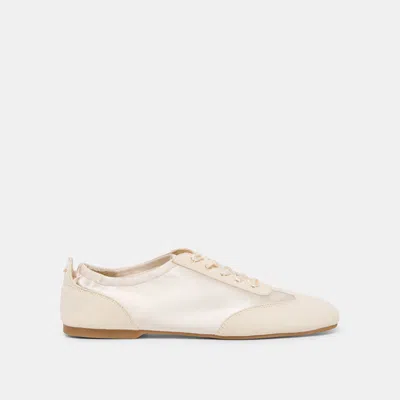 Dolce Vita Itzy Sneakers In Vanilla Satin Size 13 By  In Neutral