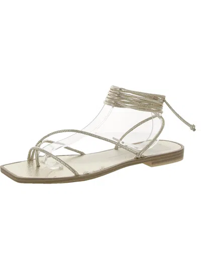 Dolce Vita Ivette Womens Faux Leather Toe Loop Lace-up In Silver
