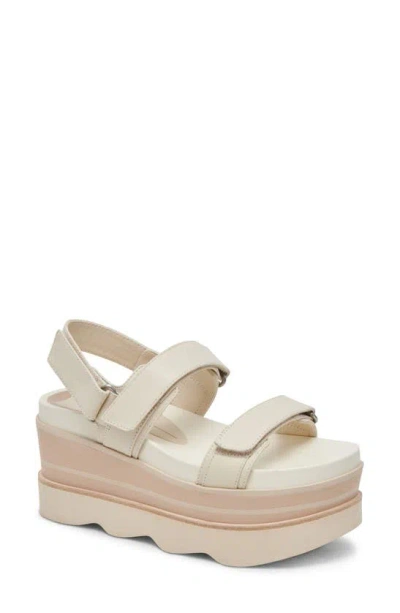 Dolce Vita Izak Platform Wedge Sandal In Ivory Leather