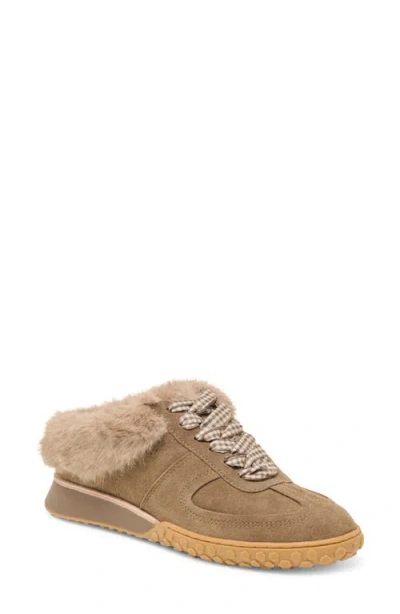 Dolce Vita Izzey Plush Sneakers Olive Suede In Brown
