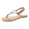 Dolce Vita Jache Womens Faux Leather Adjustable Thong Sandals In Brown