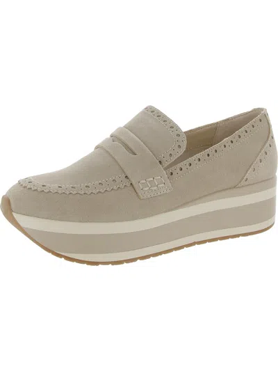 Dolce Vita Jalia Womens Leather Laceless Loafers In Beige