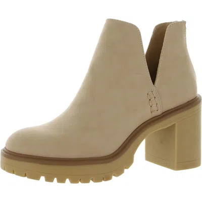 Dolce Vita Jerad Womens Zipper Faux Leather Booties In Beige