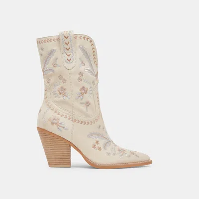 Dolce Vita Jessey Floral Boots Creme Nubuck