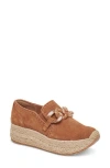 Dolce Vita Jhenee Espadrille Platform Sneaker In Pecan Perforated Suede