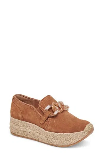Dolce Vita Jhenee Espadrille Platform Sneaker In Pecan Perforated Suede