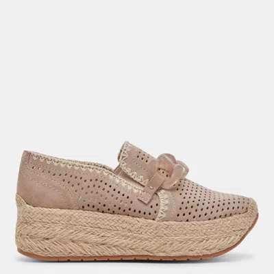 Dolce Vita Jhenee Espadrille Sneakers Taupe Perforated Suede In Multi