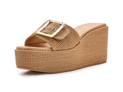 Dolce Vita Jilian Wedge Sandals Mocha Raffia In Brown