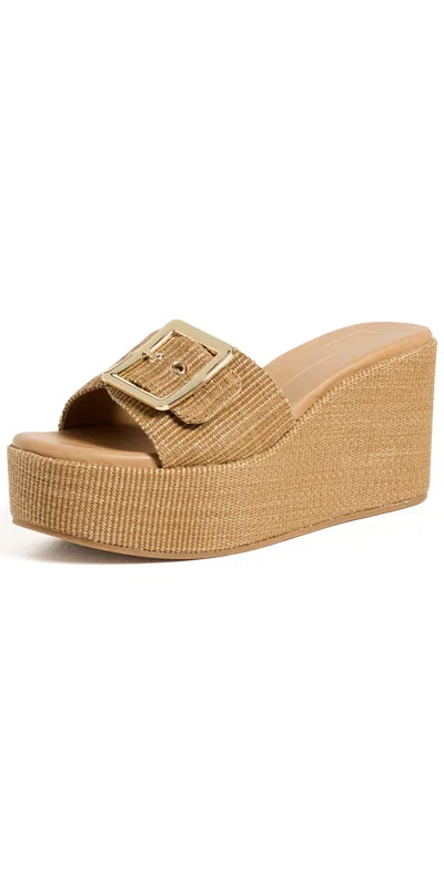 Dolce Vita Jilian Wedge Sandals Mocha Raffia In Brown