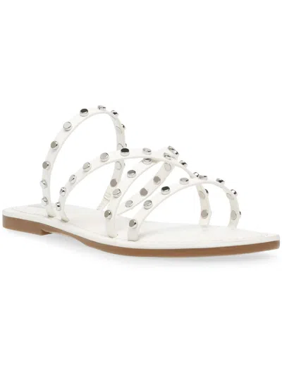 Dolce Vita Jillen Womens Faux Leather Slip On Slide Sandals In White