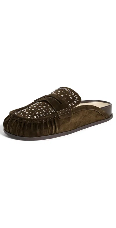 Dolce Vita Jodero Stud Mules Moss Suede In Green