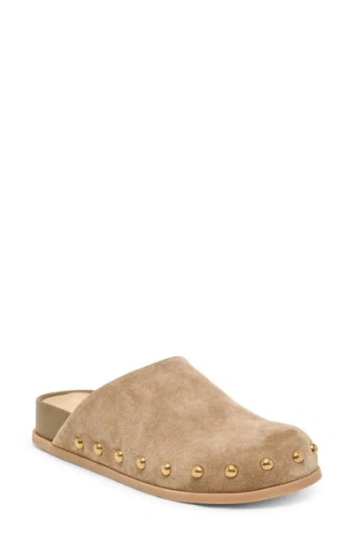 Dolce Vita Joney Stud Flat Mule In Taupe Suede