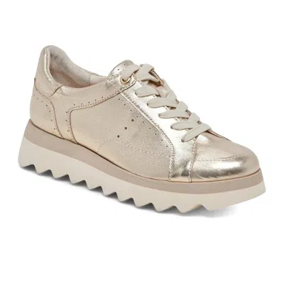 Dolce Vita Jorgie Sneakers Women's Gold Leather Platform Shoes Htat1149 In Neutral