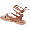 Dolce Vita Judy Ankle Wrap Sandal In Cognac Leather