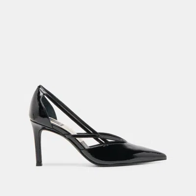 Dolce Vita Kaine Heels Midnight Crinkle Patent Leather In Black