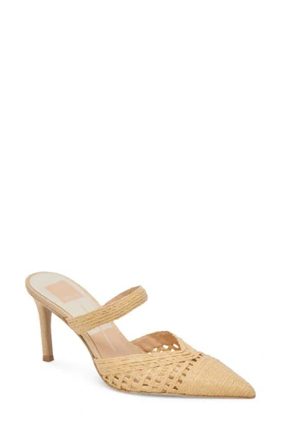 Dolce Vita Kaline Light Natural Raffia Pointed-toe Mule Pumps In Beige