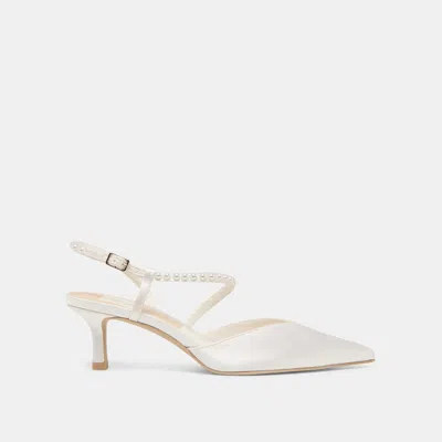 Dolce Vita Kamra Pearl Mid Heels True White Satin