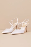 Dolce Vita Kamra True White Satin Pearl Pointed-toe Pumps In White