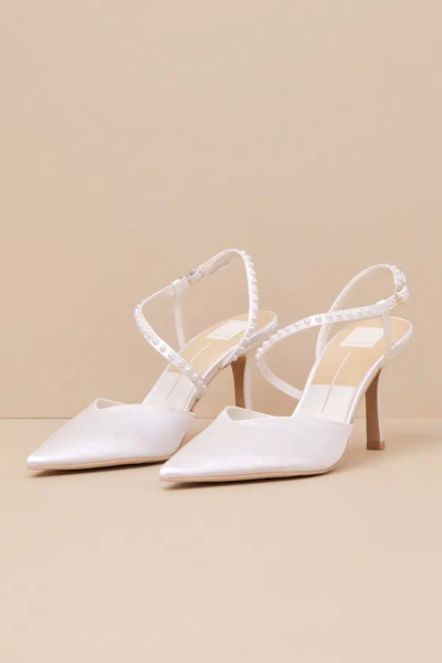 Dolce Vita Kamra True White Satin Pearl Pointed-toe Pumps