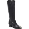 Dolce Vita Kamryn Womens Leather Pointed Toe Knee-high Boots In Black Leather