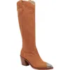 Dolce Vita Kamryn Womens Leather Pointed Toe Knee-high Boots In Praline Nubuck