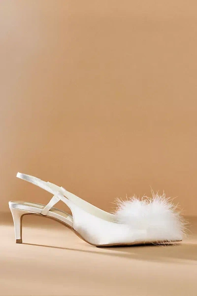 Dolce Vita Kamy Faux-fur Slingback Heels In White