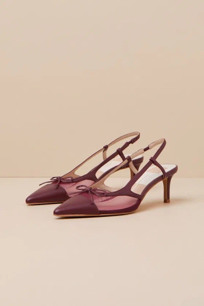 DOLCE VITA KANDI MAROON MESH LEATHER BOW SLINGBACK PUMPS