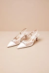 Dolce Vita Kandi White Mesh Leather Bow Slingback Pumps In White