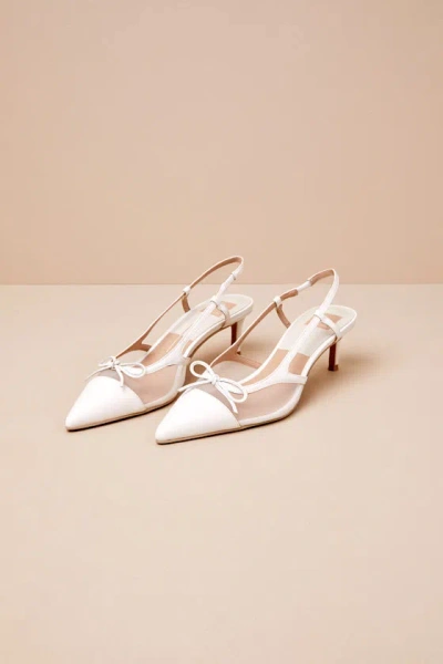 Dolce Vita Kandi White Mesh Leather Bow Slingback Pumps