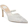 Dolce Vita Kanika Crystal Pointed Toe Mule In White Mesh