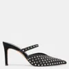 Dolce Vita Kanika Crystal Stud Womens Embellished Faux Suede Mules In Black