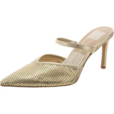 Dolce Vita Kanika Mesh Womens Solid Metal Mules In Gold Metallic