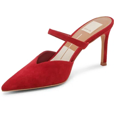 Dolce Vita Kanika Womens Suede Pointed Toe Mules In Red