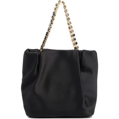 Dolce Vita Karol Rhinestone Strap Satin Handbag In Black