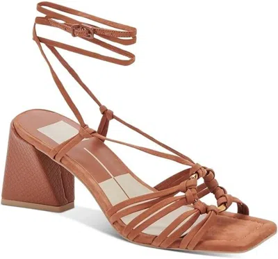 Dolce Vita Kash Sandals Women's Us 8.5 Cedar Leather Ankle Ties Strappy Khd309 In Brown