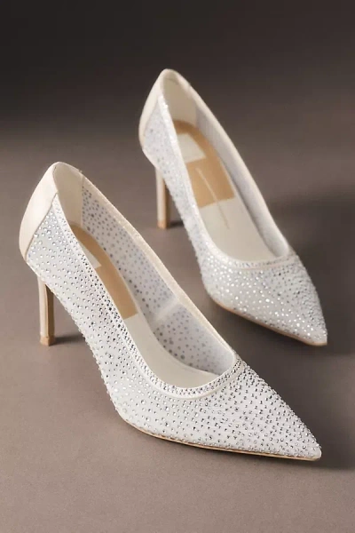 Dolce Vita Kashe Crystal Mesh Heels In White