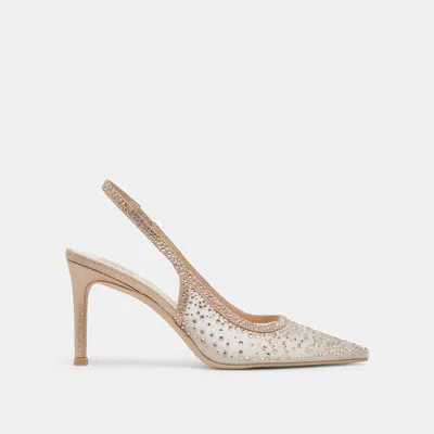 Dolce Vita Kaye Crystal Heels Gold Mesh In Neutral