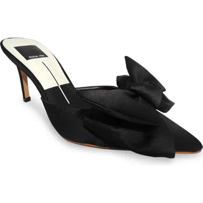 Dolce Vita Kaylie Bow Pointed Toe Mule In Onyx Satin