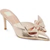 Dolce Vita Kaylie Bow Pointed Toe Mule In Platinum Satin